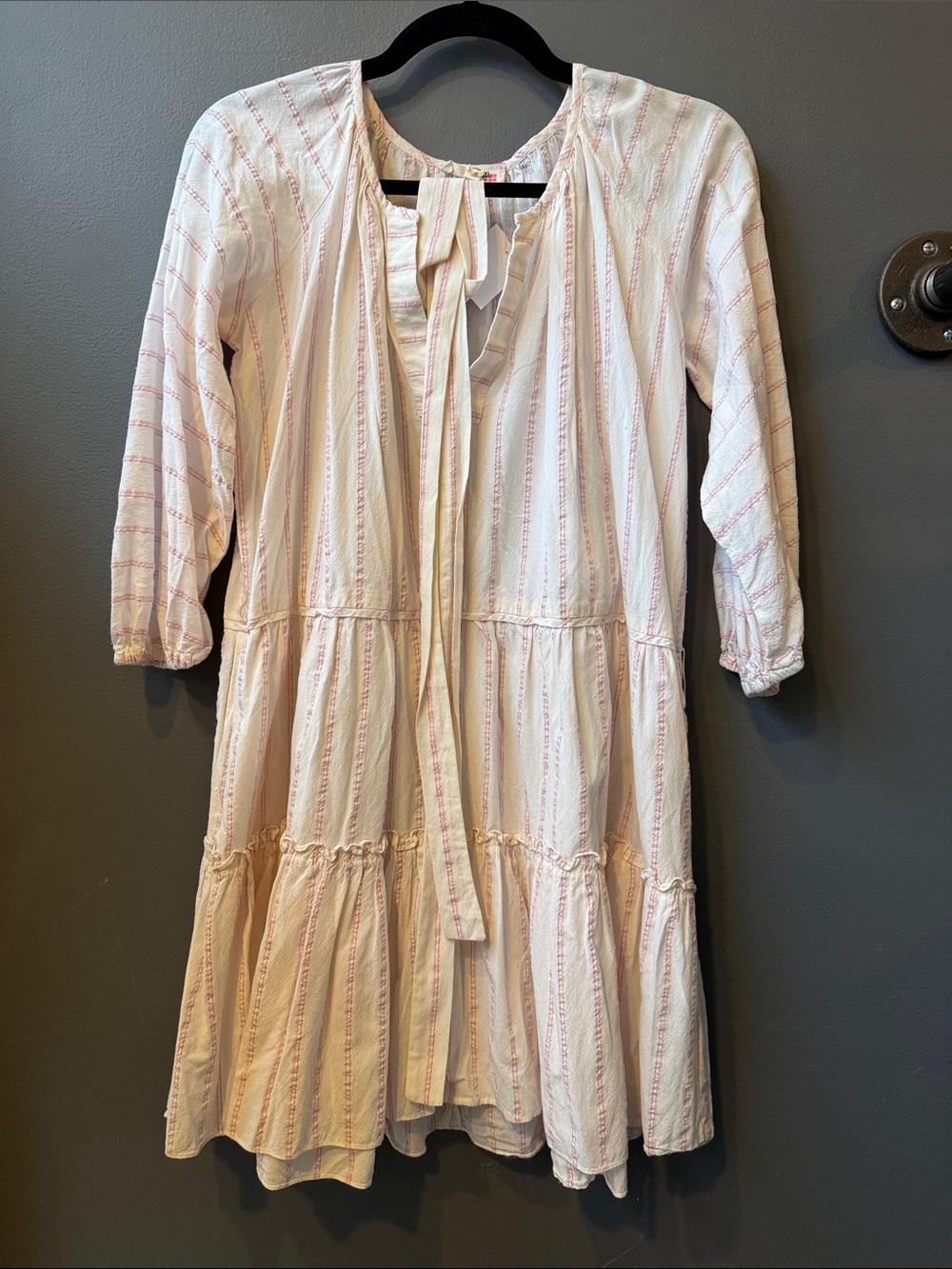 LemLem Lightweight Pink Stripe Tiered Dress - Picture 1 of 3